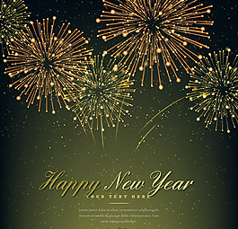 优雅的新年背景与金色的烟花