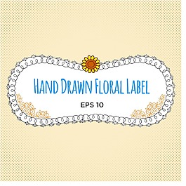 手绘花卉标签