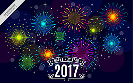 五颜六色的烟花新年背景