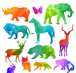 野生动物剪影矢量