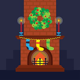 壁炉背景与圣诞元素