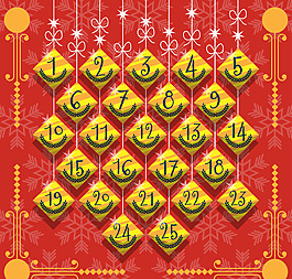 红色金色圣诞日历