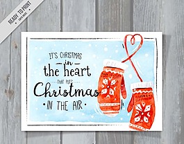 漂亮水彩圣诞手套