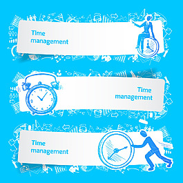 蓝色钟表和小人图片