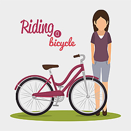 自行车与卡通女孩图片