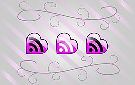 三集粉红色矢量RSS图标