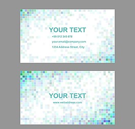 青色马赛克名片设计矢量素材
