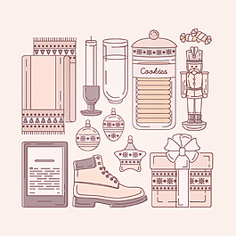 老式圣诞节元素集合