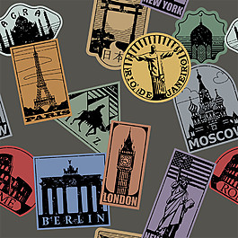 彩色景点卡片图片