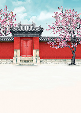 新春桃花淘宝背景