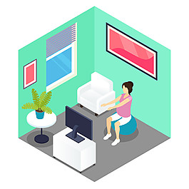 健身的卡通孕妇图片