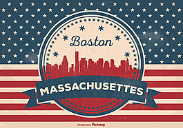 波士顿的天际线，说明美国