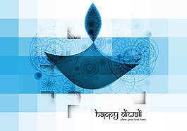 蓝色的排灯节的油灯