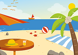 免费夏季海滩矢量插画