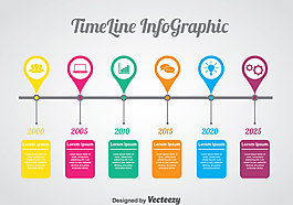 丰富多彩的时间轴图表矢量