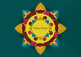 圆形油点燃灯Rangoli
