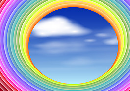 Rainbow Slinky与天空场景的插图