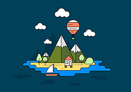 度假岛矢量图
