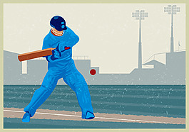 板球运动员Hitting The Ball
