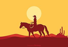 免费矢量Cowgirl Riding Horse