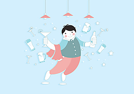 酒保可爱矢量