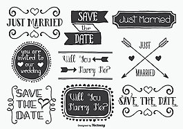手绘风格的Mariage Label Set