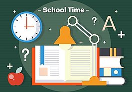 免费学校时间矢量图