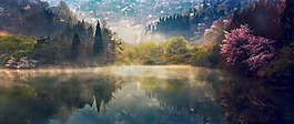 湖光山色淘宝背景