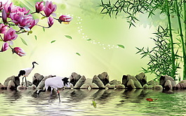 竹林中国风电视背景