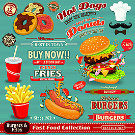 卡通汉堡餐饮图片