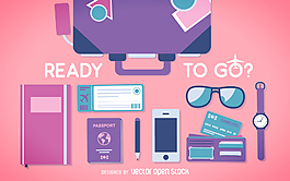 平面旅行元素背景