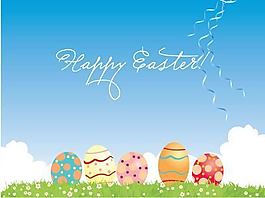 彩色蛋复活节卡