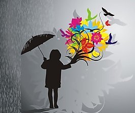 女孩Blooming Floral Rain