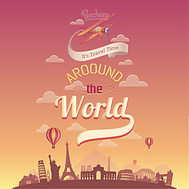 环游世界复古海报
