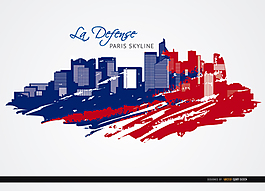 La Dé篱笆的巴黎天际线的背景