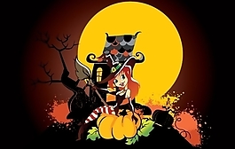 有趣的万圣节艺术与Witch Girl