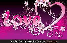 无缝花卉艺术Valentine Vector
