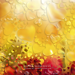 浪漫的红黄心背景