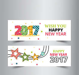 彩色新年素材横幅