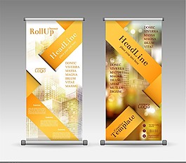 成套黄色时尚X展架设计矢量素材