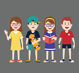 学校卡通人物儿童