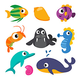 卡通海洋动物图片 卡通海洋动物素材 卡通海洋动物模板免费下载 六图网