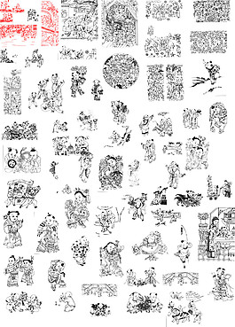 古代儿童失量图   画卷      背景