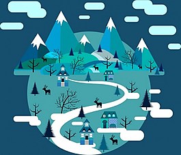 冬天雪地矢量素材