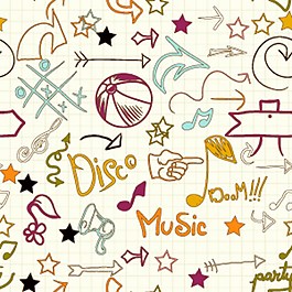 涂鸦音乐主题的无缝模式背景矢量