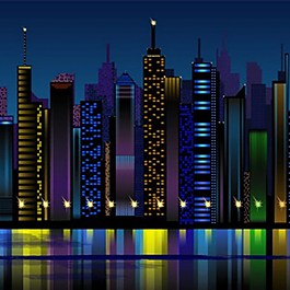 城市的夜晚向量背景海报图