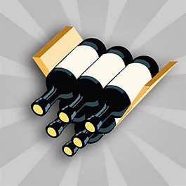 六瓶酒在酒窖葡萄酒窖图标矢量