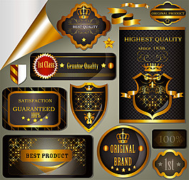 金色盾牌皇冠标签图片