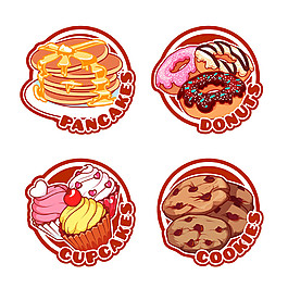 卡通甜品美食标签图片