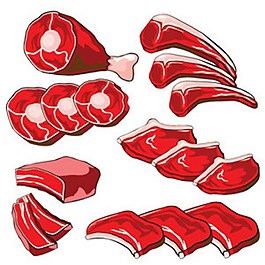 红色的牛肉向量图标矢量